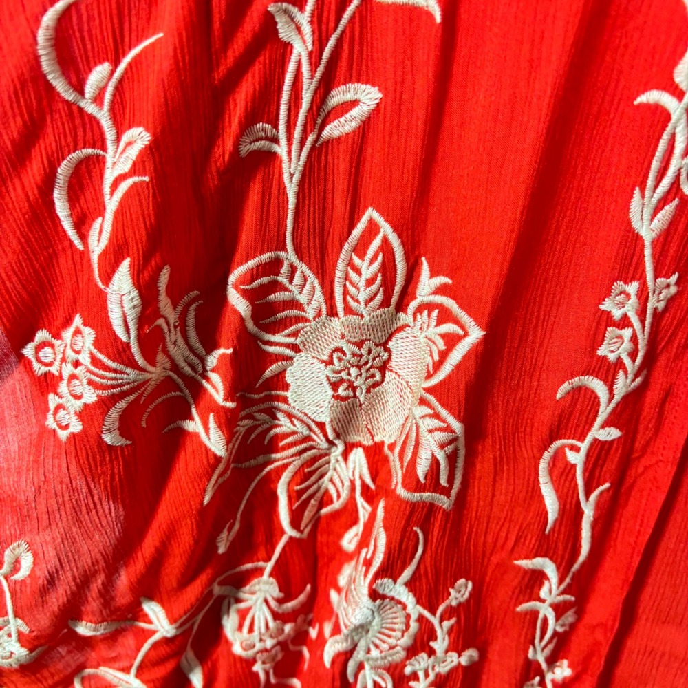 Nectar Clothing Coral Embroidered Kimono Cardigan Duster Open Front Sheer S M - Picture 7 of 11
